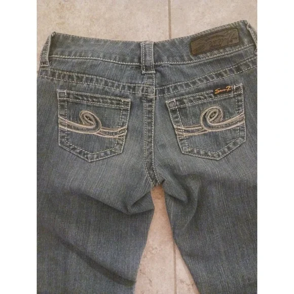 Seven7 Barney Womens Bootcut Jeans Medium Wash Contrast Stitch Denim Size 26 - Picture 2 of 8